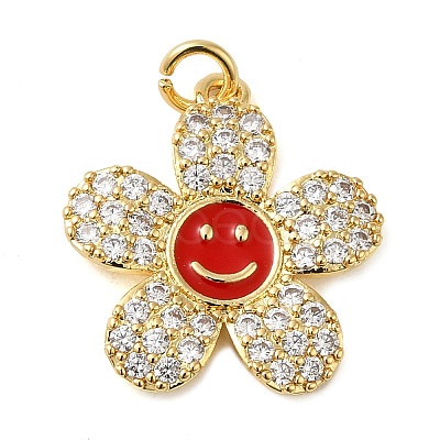 Rack Plating Brass Micro Pave Cubic Zirconia Pendants KK-P241-12G-1