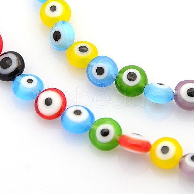 Handmade Evil Eye Lampwork Bead Strands X-LAMP-J029-6mm-M-1