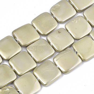 Spray Painted Shell Pearl Beads Strands SSHEL-R045-03B-01-1