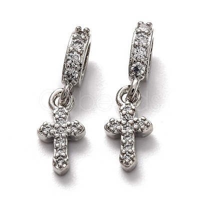 Brass Micro Pave Cubic Zirconia European Dangle Charms ZIRC-H119-01-1