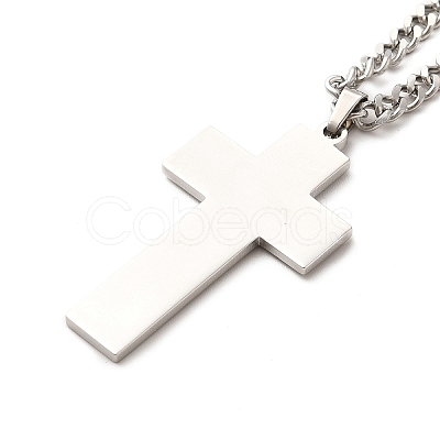 Non-Tarnish 304 Stainless Steel Cross Pendant Necklaces NJEW-M197-04P-1