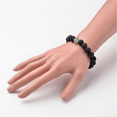 Natural Lava Rock Beaded Stretch Bracelets BJEW-JB02294-1