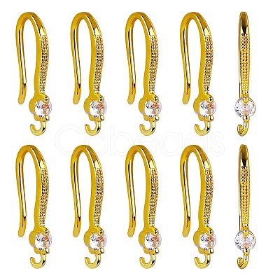 10 Pair Brass Micro Pave Clear Cubic Zirconia Earring Hooks ZIRC-SZ0005-02-1