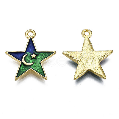 Alloy Enamel Pendants PALLOY-T075-71G-RS-1