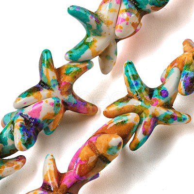 Spray Painted Synthetic Turquoise Beads Strands G-E617-A01-01-1