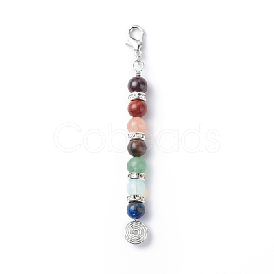 7 Gemstone Beaded Pendant Decoration HJEW-JM00758-1