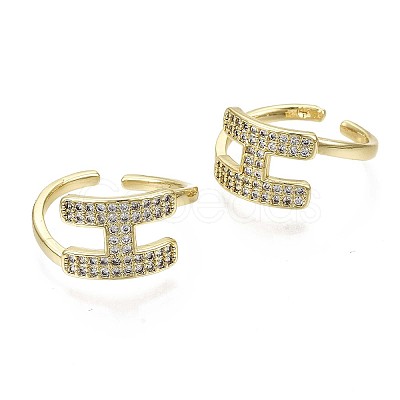 Brass Micro Pave Clear Cubic Zirconia Cuff Rings RJEW-S044-114-NF-1