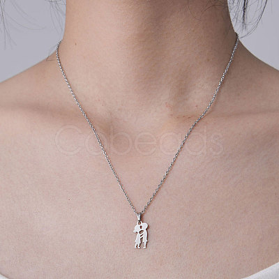 Non-Tarnish 201 Stainless Steel Lovers Pendant Necklace NJEW-OY001-05-1