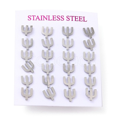 Tarnish Resistant 304 Stainless Steel Greek Alphabet Stud Earrings STAS-D007-07P-15-1