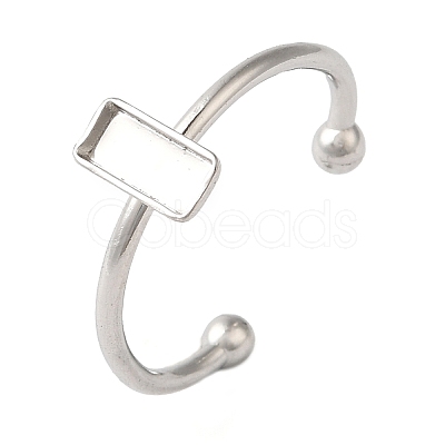 Non-Tarnish 304 Stainless Steel Open Cuff Ring Components STAS-I306-02P-1