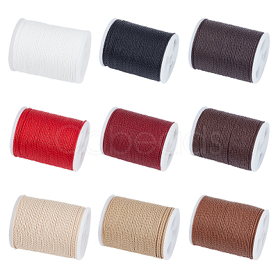 PandaHall Elite 9 Rolls 9 Colors Round Waxed Polyester Cord YC-PH0002-41-1