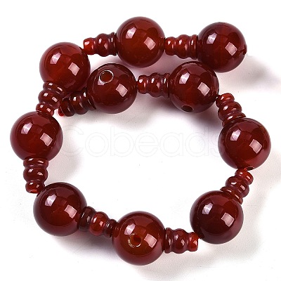 Natural Carnelian 3-Hole Guru Beads Strands G-H064-E08-03A-1