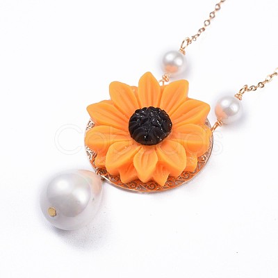 Resin Pendant Necklaces NJEW-JN02430-1