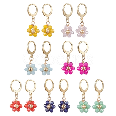 7 Pairs 7 Colors Golden Alloy Leverback Earrings EJEW-JE05715-1