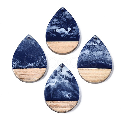 Opaque Resin & Walnut Wood Pendants X-RESI-T035-28-B01-1