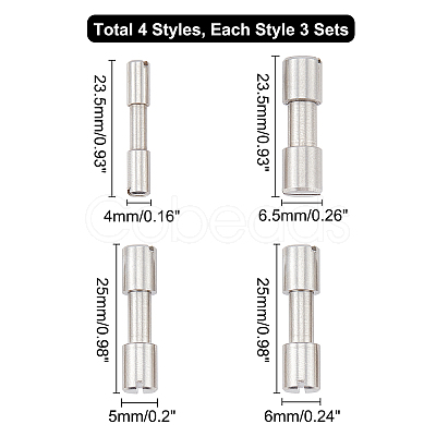 CHGCRAFT 12 Set 4 Style Stainless Steel Rivet Screws FIND-CA0003-48-1