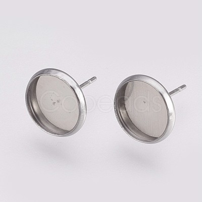 Non-Tarnish 202 Stainless Steel Stud Earring Settings X-STAS-I088-E-03P-1