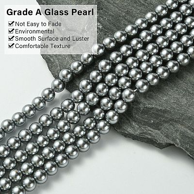 Eco-Friendly Dyed  Glass Pearl Round Beads Strands HY-A002-8mm-RB077-1