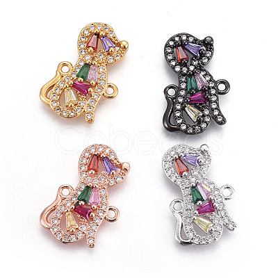 Brass Micro Pave Cubic Zirconia Puppy Links connectors ZIRC-F094-10-1