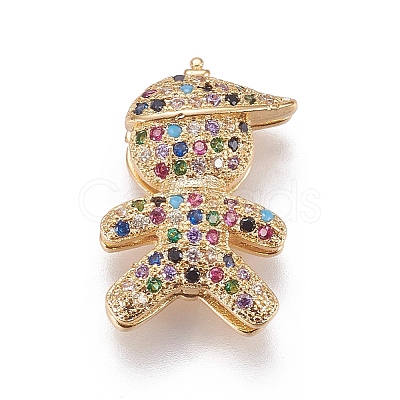 Brass Micro Pave Cubic Zirconia Slide Charms ZIRC-F099-21G-1