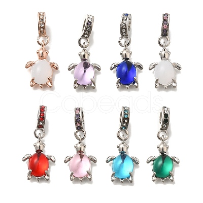 Rack Plating Alloy Rhinestone European Dangle Charms FIND-H005-45-1