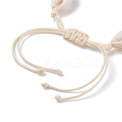 Natural Cowrie Shell Braided Bead Bracelet BJEW-JB07400-04-1