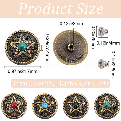 Gorgecraft 16 Sets 4 Colors Alloy Buttons FIND-GF0006-23-1