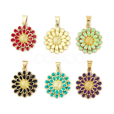 Brass Enamel Pendants KK-E108-04G-1