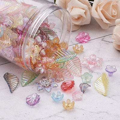 Craftdady 300Pcs 6 Style Transparent Acrylic Bead Caps TACR-CD0001-03-1