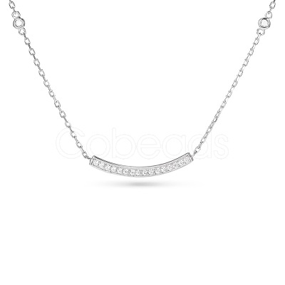 TINYSAND CZ Jewelry 925 Sterling Silver Cubic Zirconia Bar Pendant Necklaces TS-N010-S-18-1