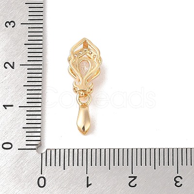 Golden Brass Micro Pave Clear Cubic Zirconia Ice Pick Pinch Bails KK-B100-049G-01-1