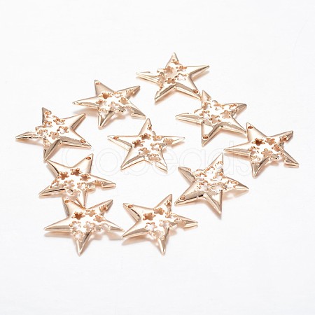 Star Light Gold Plating Brass Pendants KK-M191-06-1