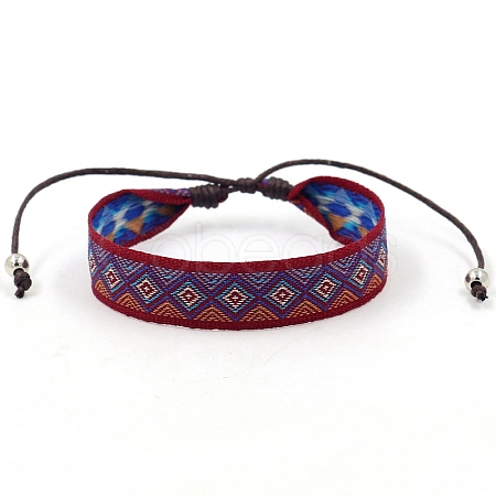 Ethnic Style Polyester Flat with Rhombus Cord Bracelet PW-WGEAE09-05-1