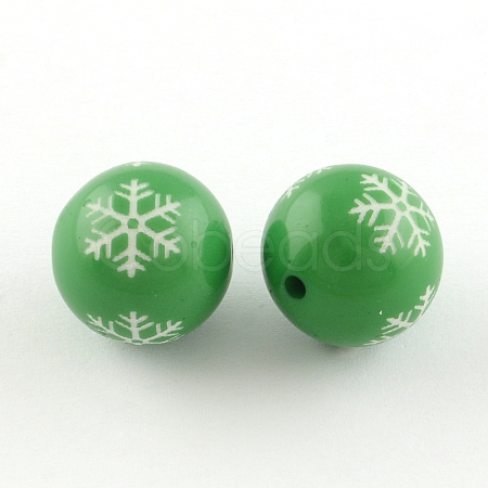 Round Acrylic Snowflake Pattern Beads X-SACR-S196-18mm-05-1