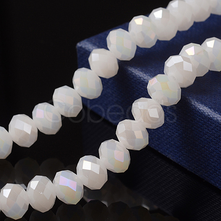 1 Strand Electroplate Opaque Solid Color Crystal Glass Rondelle Beads Strands X-EGLA-F046A-17AB-1