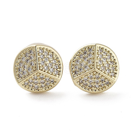 Flat Round Brass Micro Pave Cubic Zirconia Stud Earrings EJEW-G371-07G-1