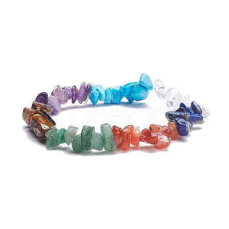Natural & Synthetic Mixed Stone Chips Beads Stretch Bracelet BJEW-AL00003-20-1