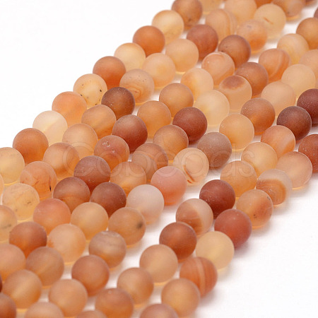 Frosted Natural Carnelian Beads Strands X-G-F372-6mm-1