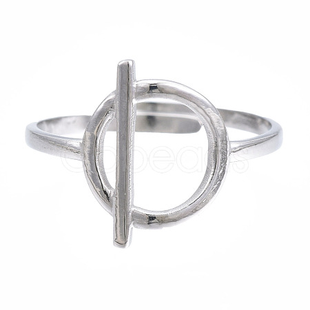 304 Stainless Steel Toggle Clasp Shape Open Cuff Ring RJEW-T023-85P-1