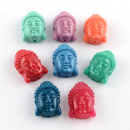 Dyed Buddha Head Synthetical Coral Beads X-CORA-R011-16-1