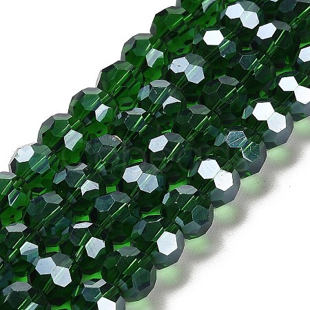 Faceted(32 Facets) Electroplate Glass Bead Strands X-EGLA-R015-8mm-17-1
