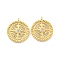 Brass Micro Pave Clear Cubic Zirconia Charms, Round with Cross, Golden, 12.5x13.5x2mm, Hole: 1mm