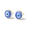 Enamel Evil Eye Stud Earrings, Real 18K Gold Plated Brass Jewelry for Women, Royal Blue, 12mm, Pin: 0.8mm