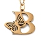 PVD Vacuum Plating 201 Stainless Steel Necklaces, Letter B,12.09 inch(30.7cm)  pendant: about 19x22mm.