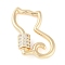 Rack Plating Brass Micro Pave Cubic Zirconia keychain Clasps, Cat Shape, Golden, 22.5x16.5mm