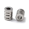 Non-Tarnish 303 Stainless Steel Beads, Grooved Column, Stainless Steel Color, 8x6mm, Hole: 3mm