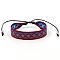 Ethnic Style Polyester Flat with Rhombus Cord Bracelet, Adjustable Bracelet for Women, FireBrick, 6-1/4~9-1/2 inch(16~24cm)