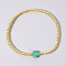 Brass Bead Stretch Bracelets for Women, with Plastic Cross, Turquoise, 6-7/8 inch(17.5cm)