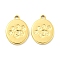 PVD Vacuum Plating 304 Stainless Steel Charms, Oval with Paw Print Charms, Real 18K Gold Plated, 14x10x1.4mm, Hole: 1.4mm