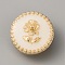 Alloy Enamel Buttons, 1-Hole, Flat Round with Rose Pattern, White, 17.5x8.5mm, Hole: 2mm